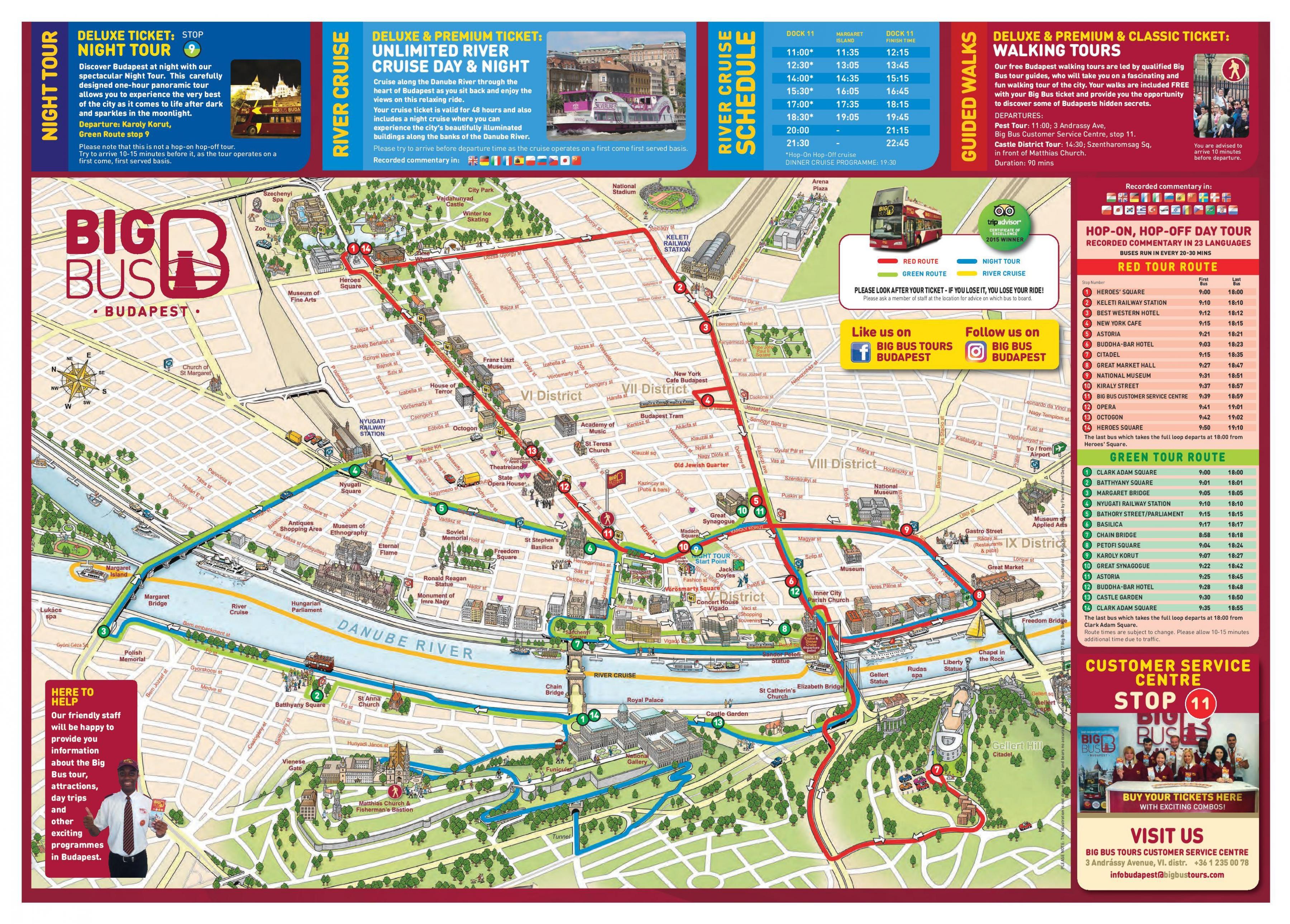 Budapest autobús mapa del recorrido de - Budapest big bus tour mapa ...