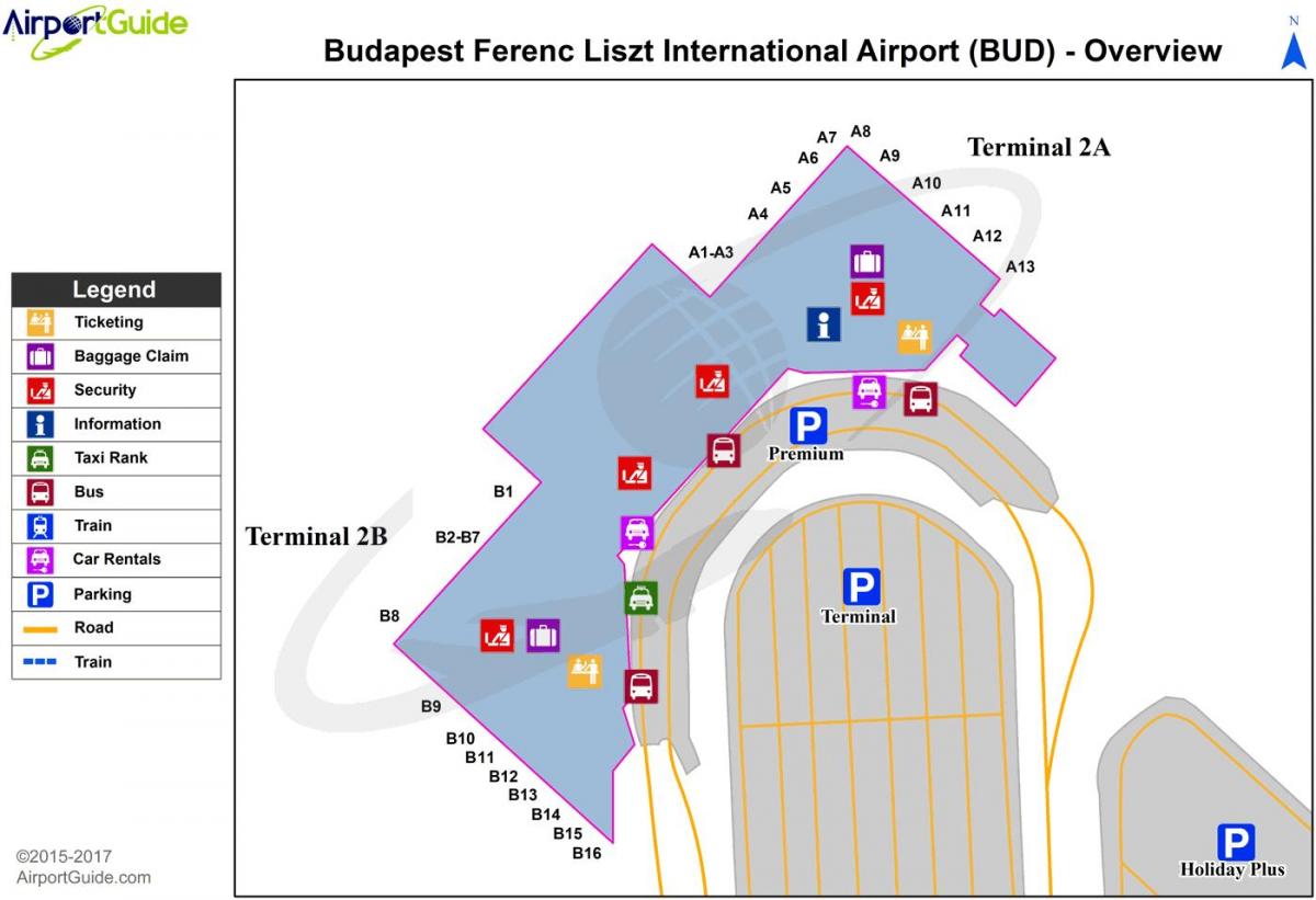 el aeropuerto de budapest mapa de la terminal 2a