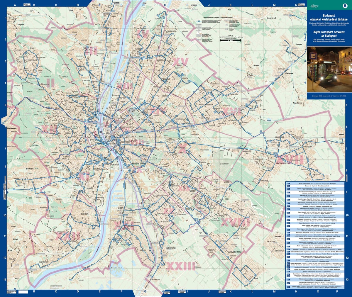 budapest de noche en bus mapa