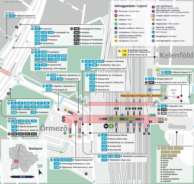 mapa de budapest kelenfoe de la estación de
