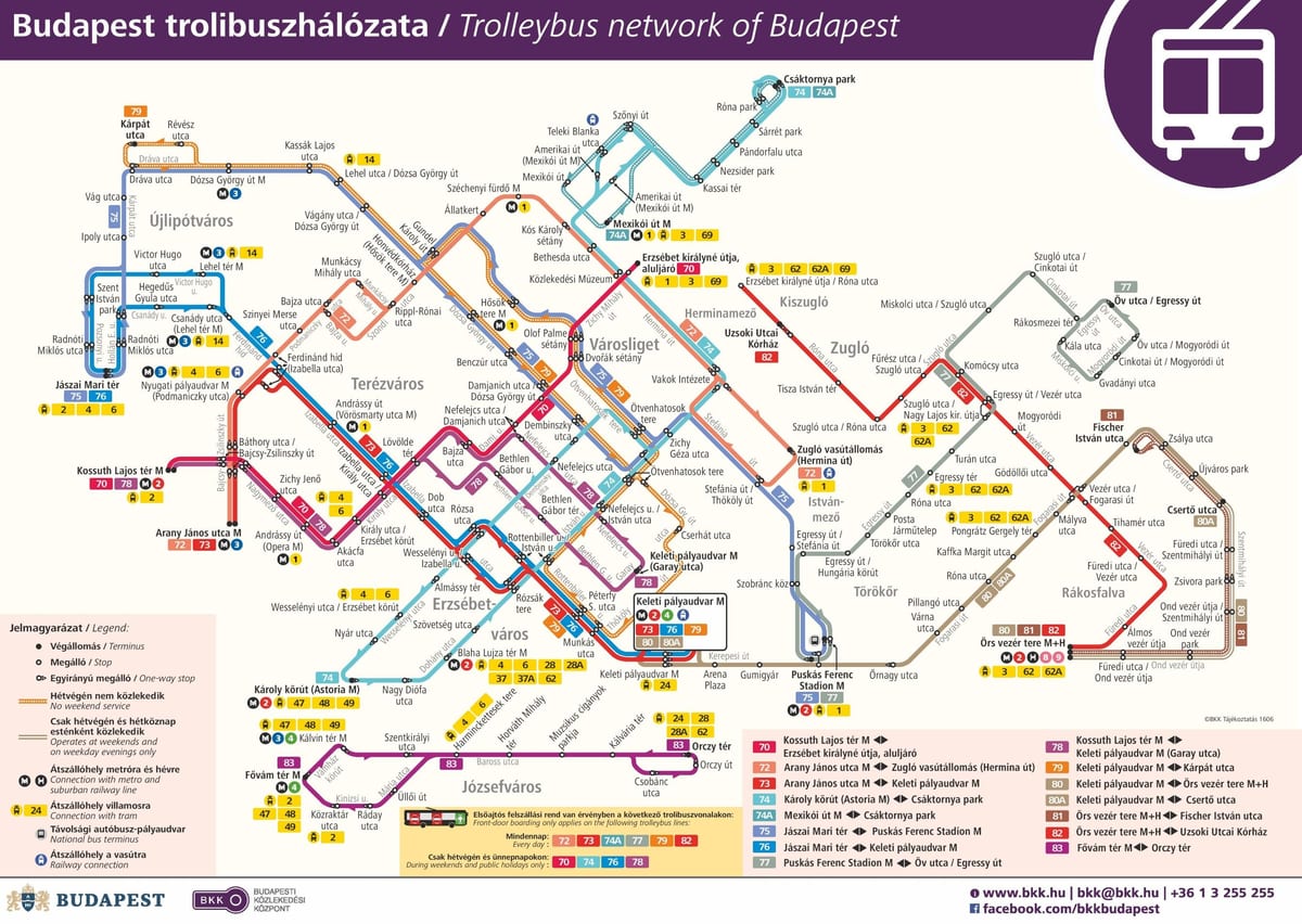 mapa de budapest trolebús