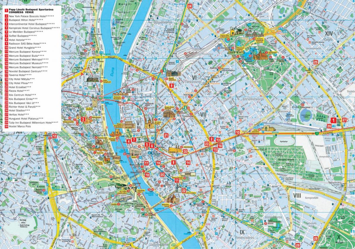 mapa turístico de la ciudad de budapest
