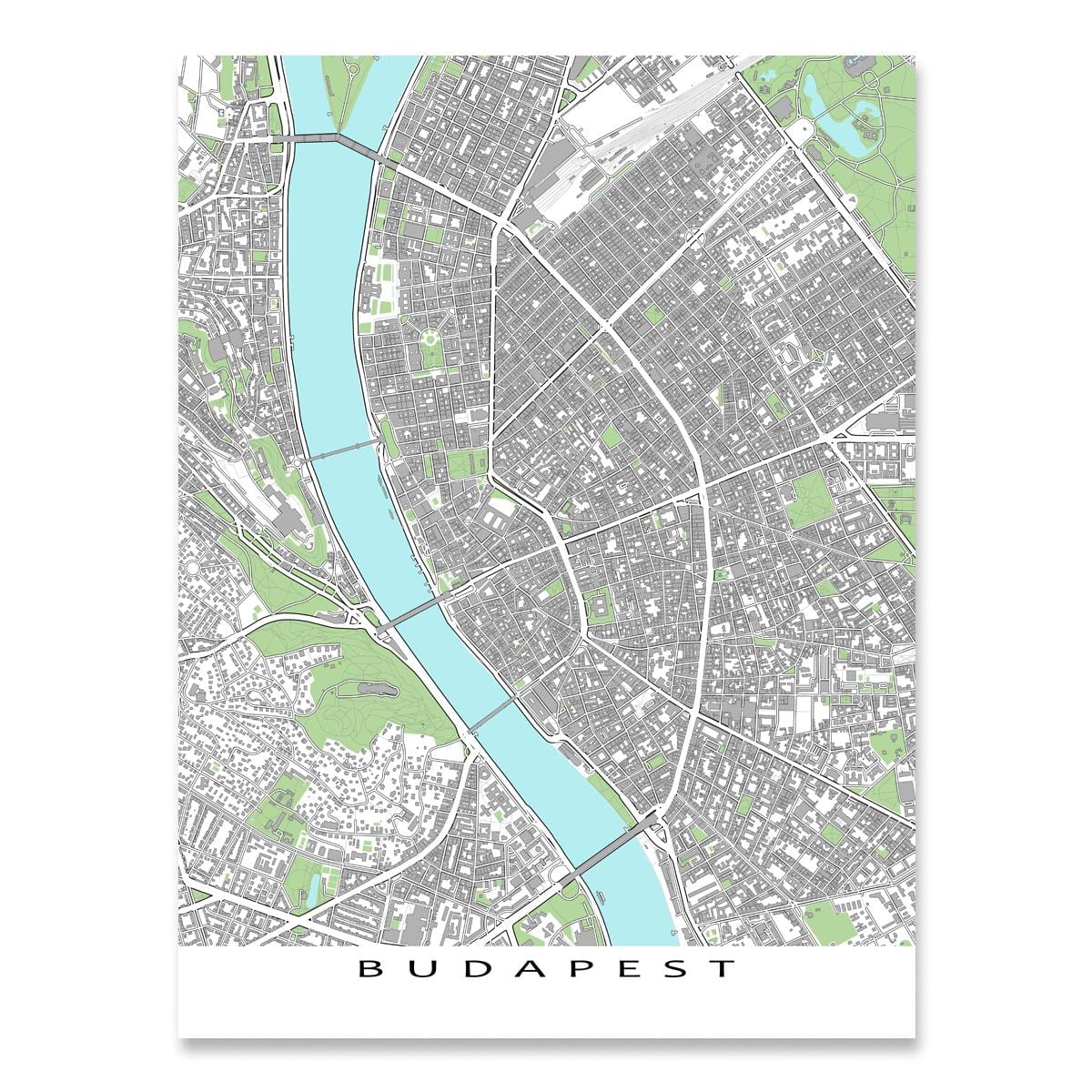 mapa de budapest impresión de mapa de