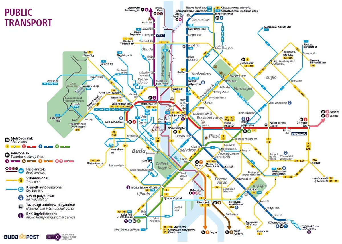 budapest líneas de autobús mapa