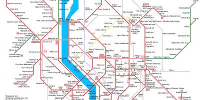 Las líneas de tranvía mapa de budapest