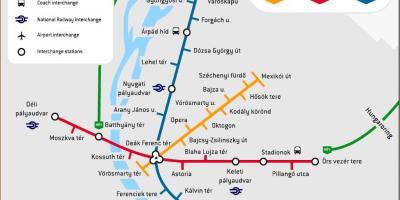 Mapa del Metro de budapest, hungría